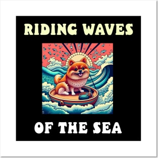 riding waves of the sea Posters and Art